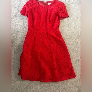 J.Crew Floral Lace Sheath Dress – Red – Size 0 – NWT